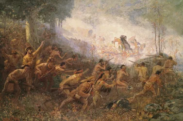 1755年、ピッツバーグのフォートデュケインでのブラドック将軍の射撃